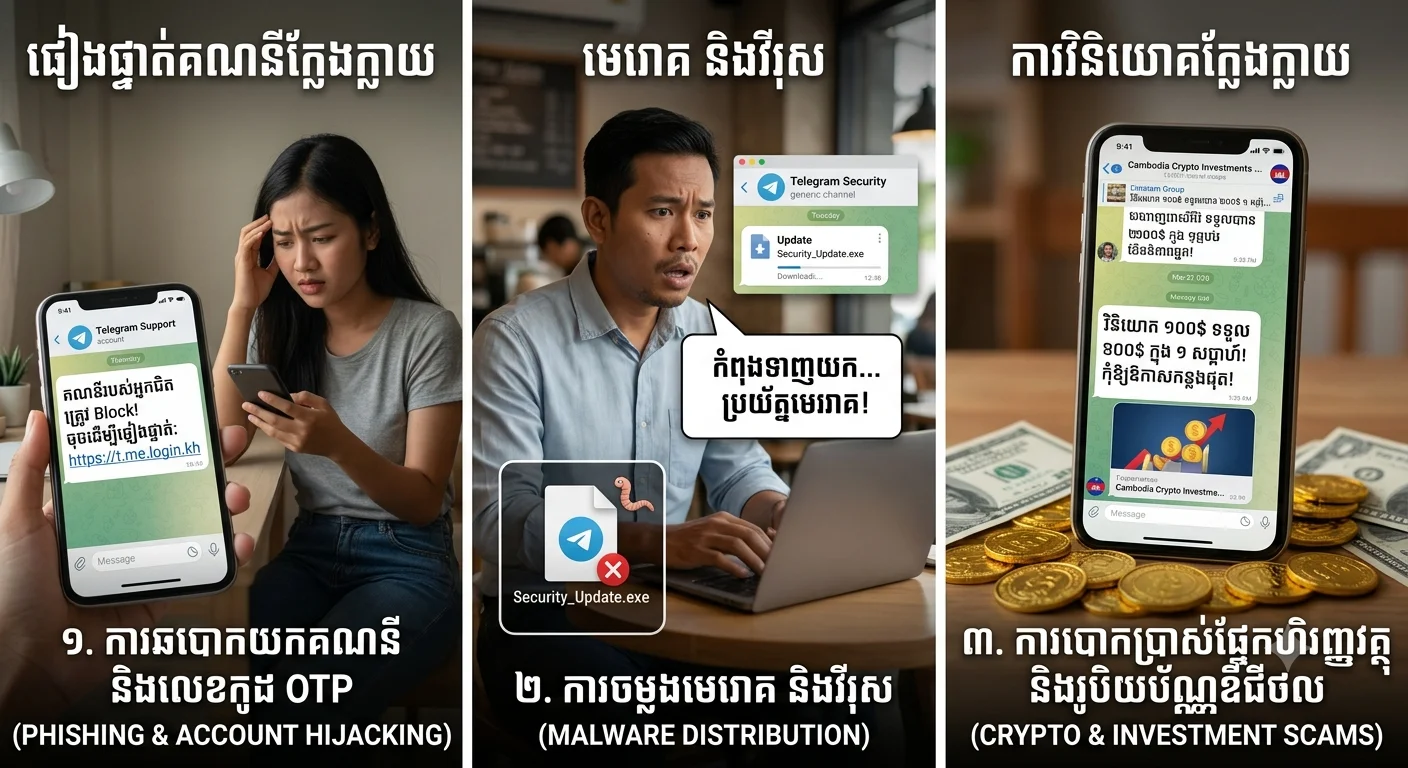 ចំណេះដឹងអំពីការវាយប្រហាតាម Telegram និង របៀបនៃការការពារគណនី